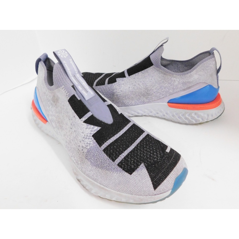 Nike Epic Phantom React Flyknit Shoes Gray Slip On Sneakers CI1291-400 Mens 9